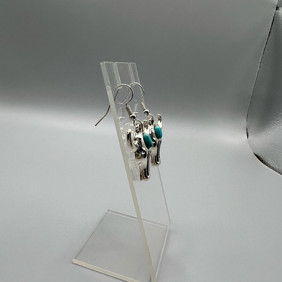 Turquoise Bull Skull Earrings - Handmade E0131C - Picture 4 of 5